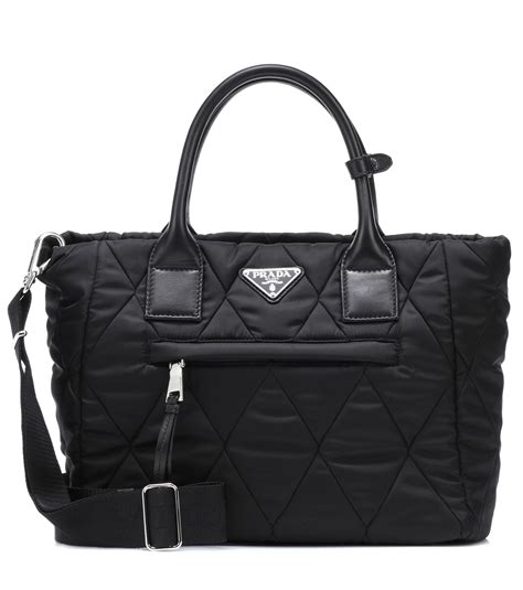 prada black nylon classic tote|Prada nylon quilted handbag.